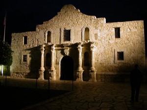 Alamo at night